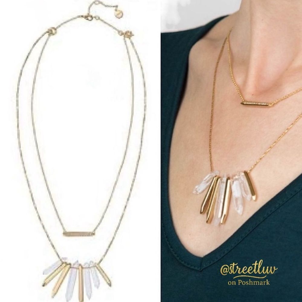🔥 50% OFF | Stella & Dot Rebel Cluster Quartz Gold Layered Necklace